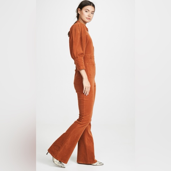 WE WORE WHAT | Rust corduroy 70s Jumpsuit High-rise in Autumnal - Picture 4 of 12